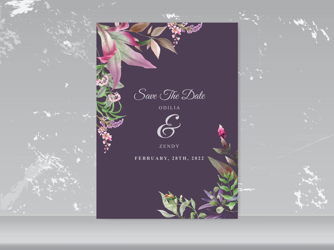 plantilla de tarjeta de boda exótica floral vector