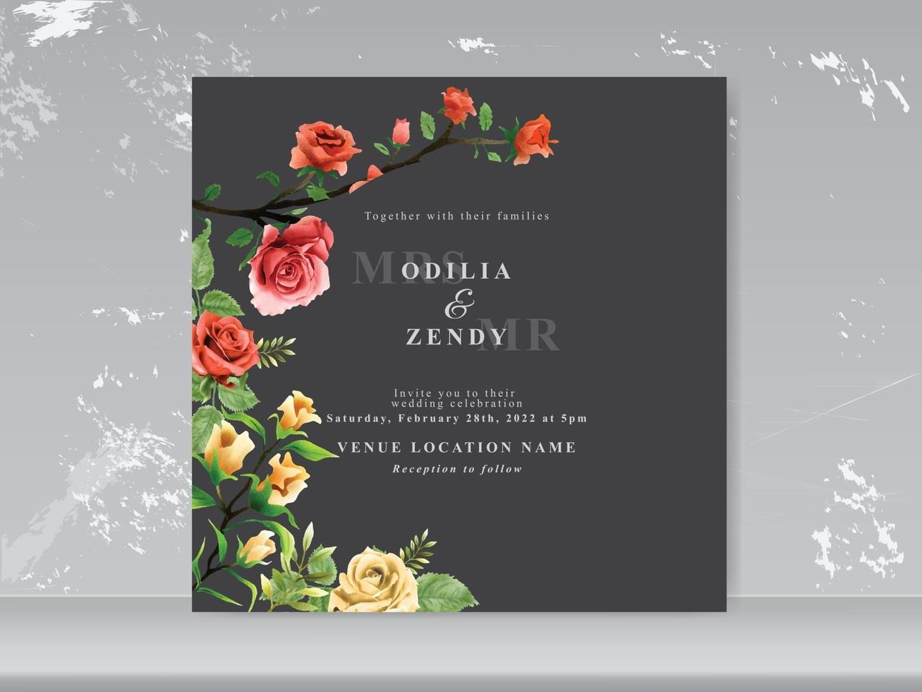 plantilla de tarjeta de boda exótica floral vector