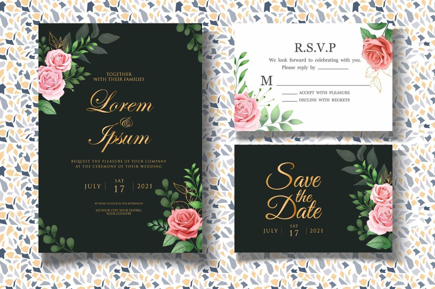 Botanical Wedding Theme Card Template vector