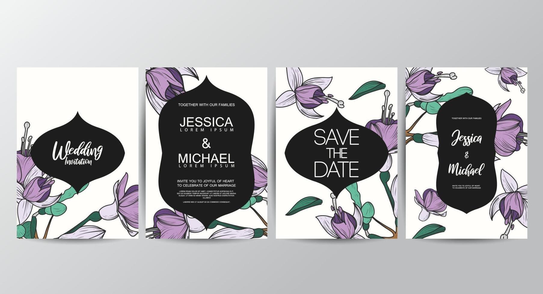 Floral invitation cards vector