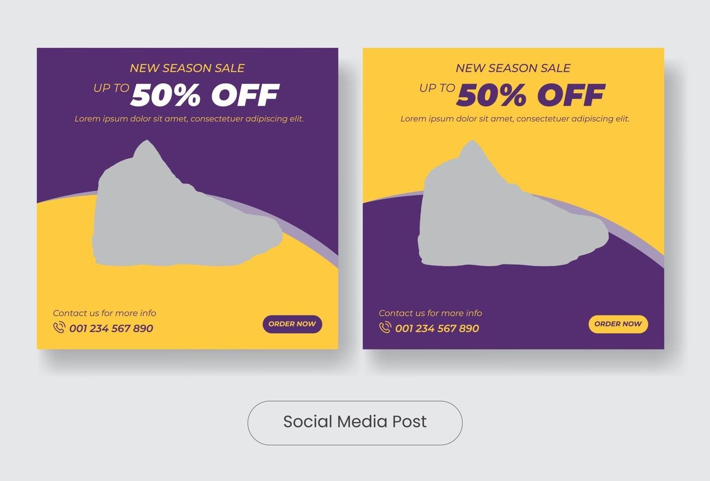 Season sale sneaker social media post template banner set vector