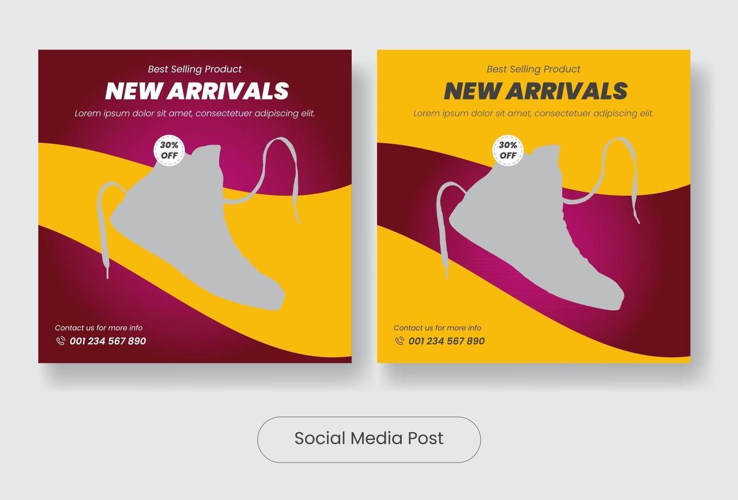 Men shoes social media post template banner set vector