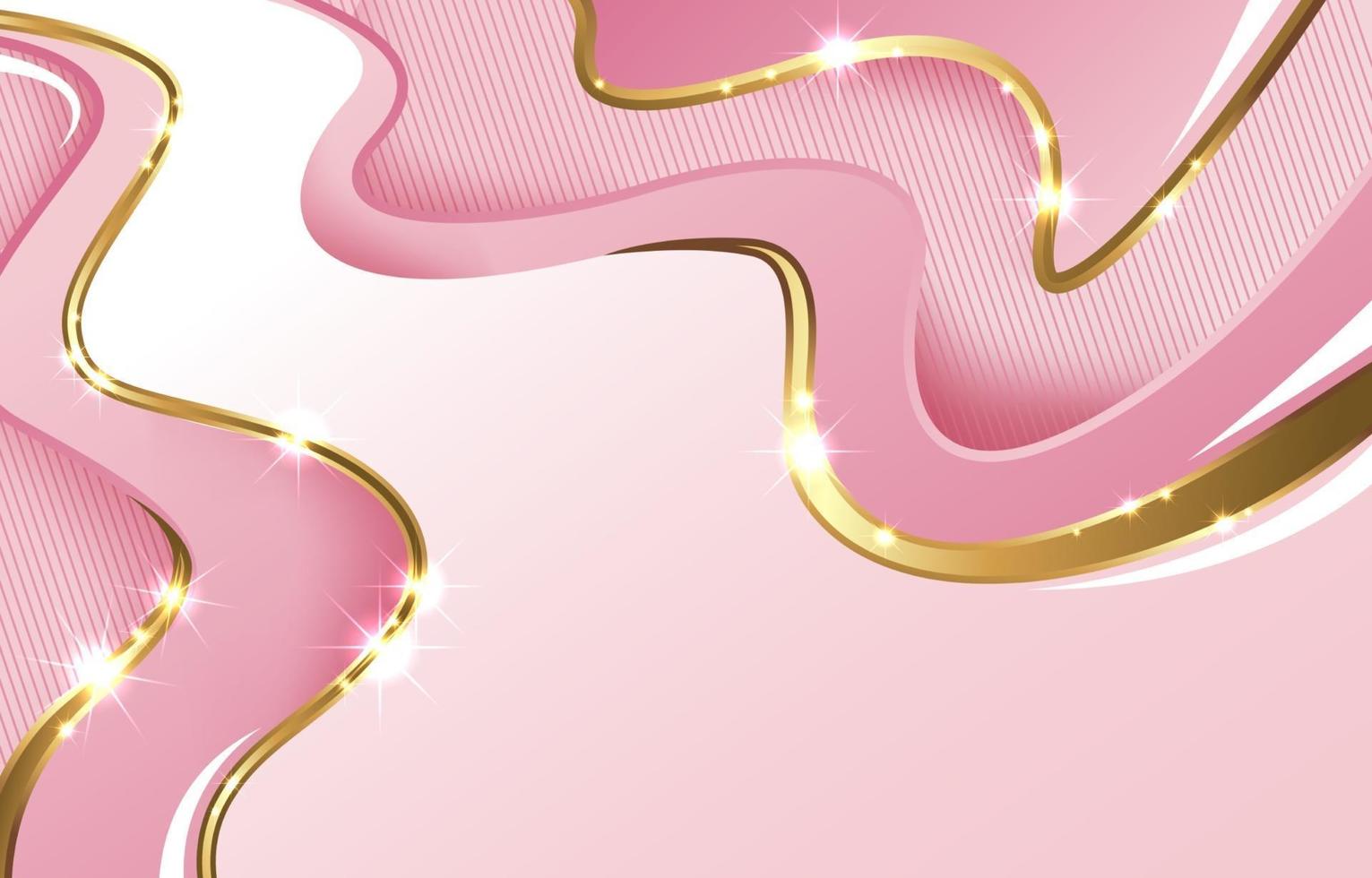 Abstract Pink Gold Wave Background vector