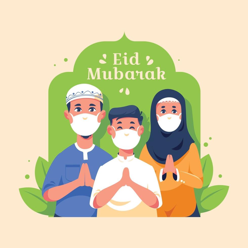 Eid Gathering With Protocol in a Pandemic Situation vector