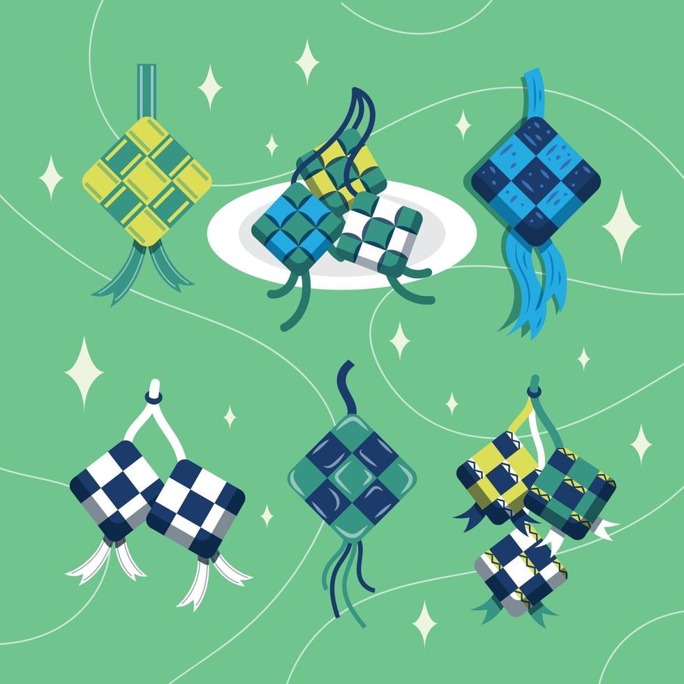 Ketupat Icon Set Template vector