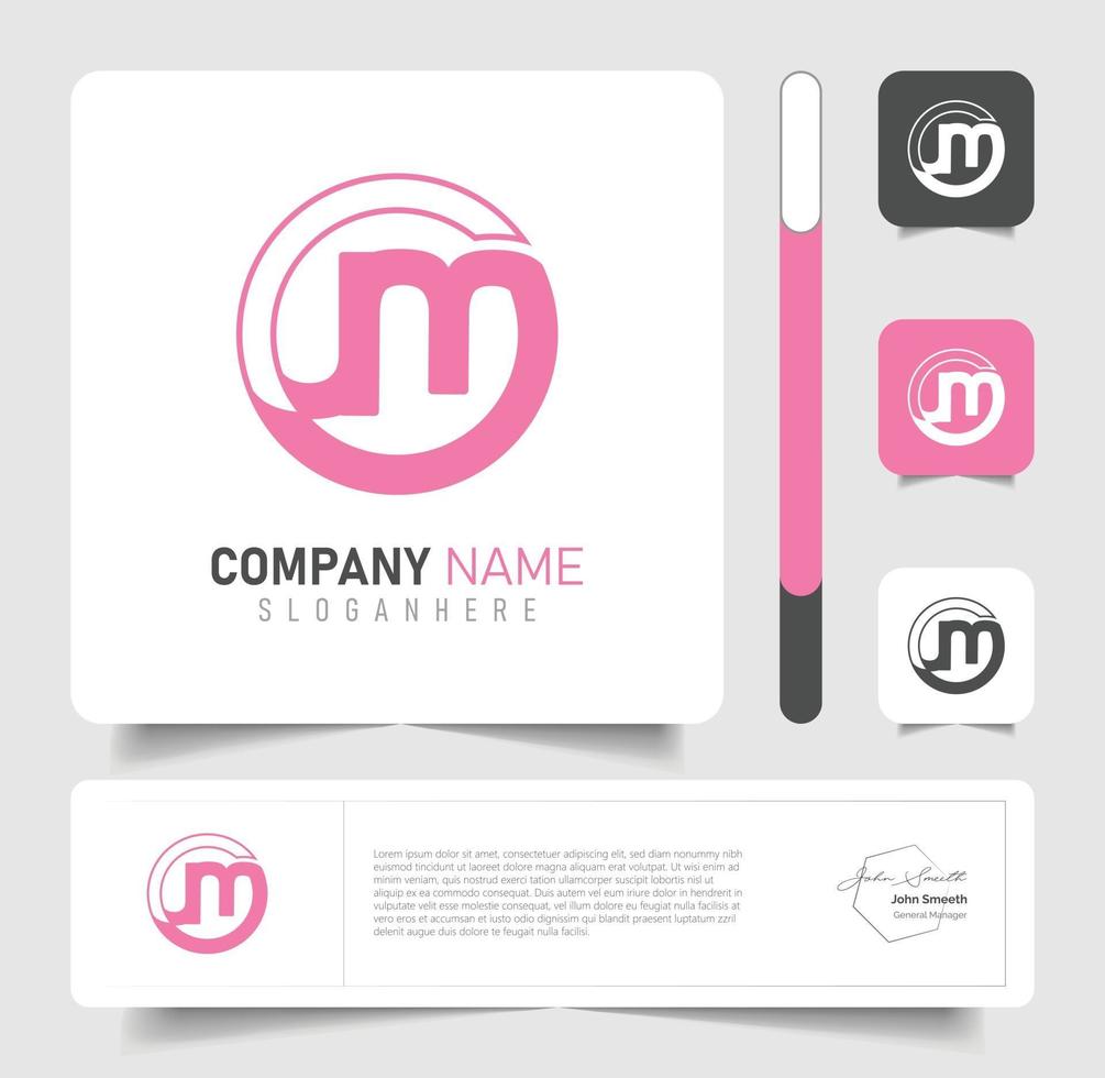 pink letter m logo design for brand vector