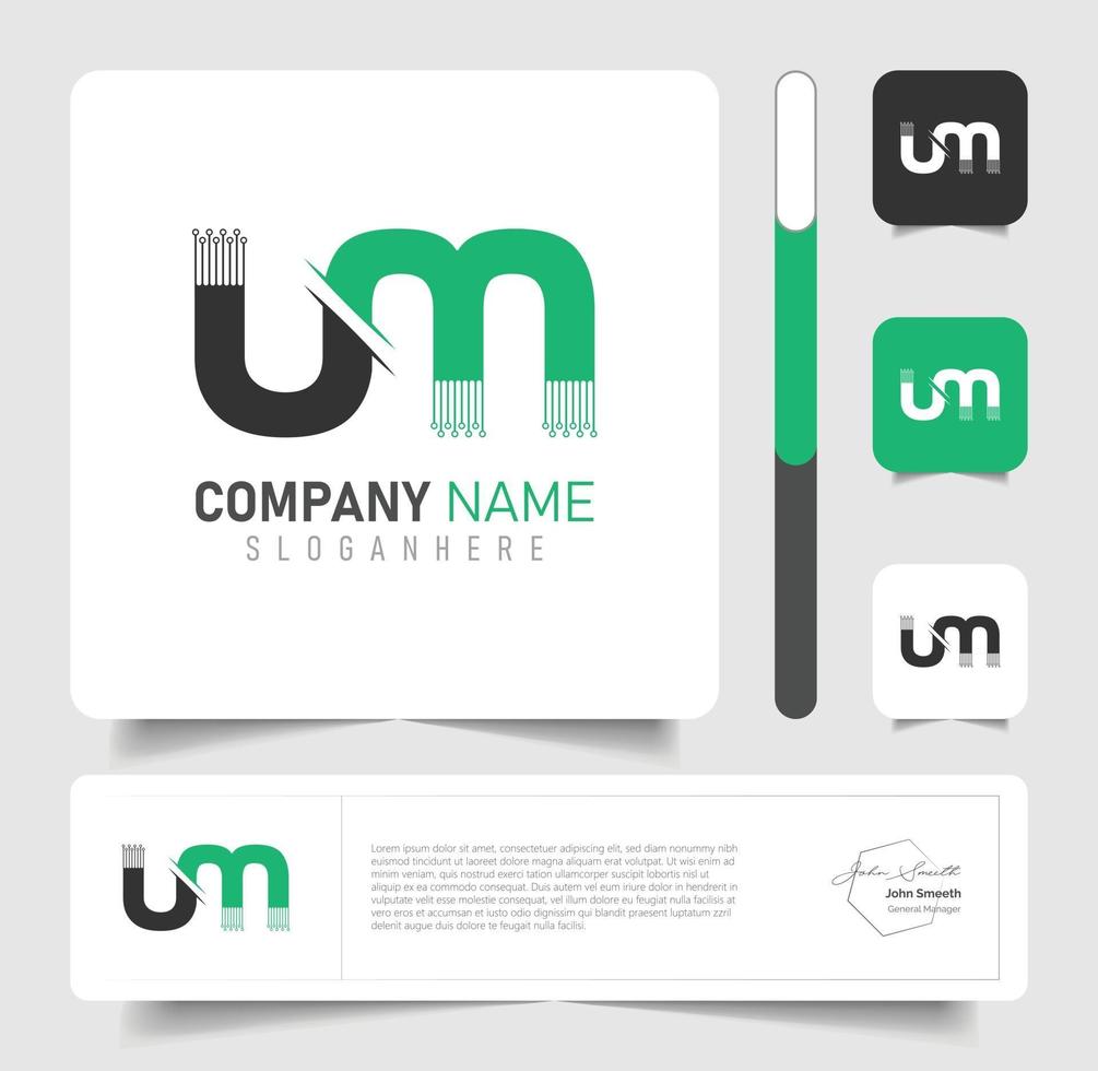 letter UM logo design editable template vector