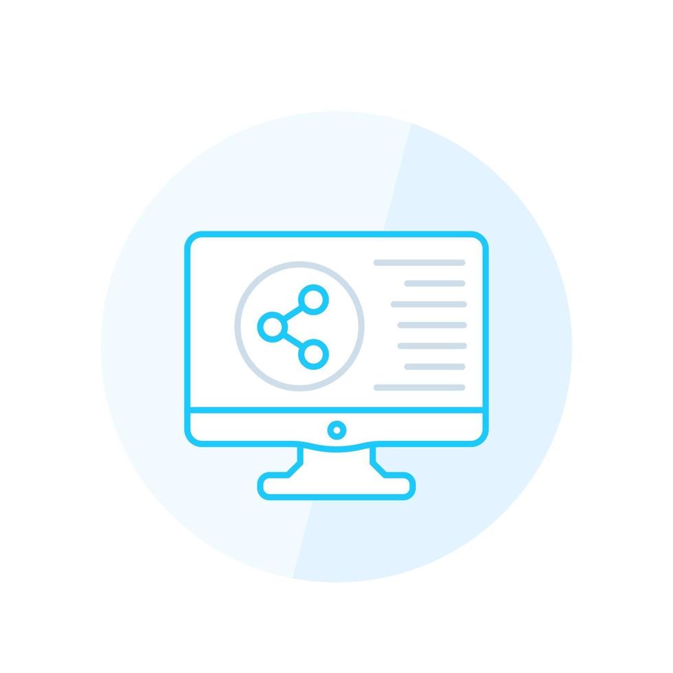 Shared screen vector icon in line style