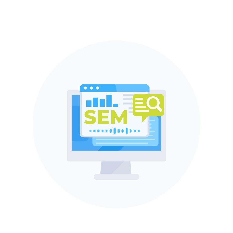 SEM search engine marketing vector illustration