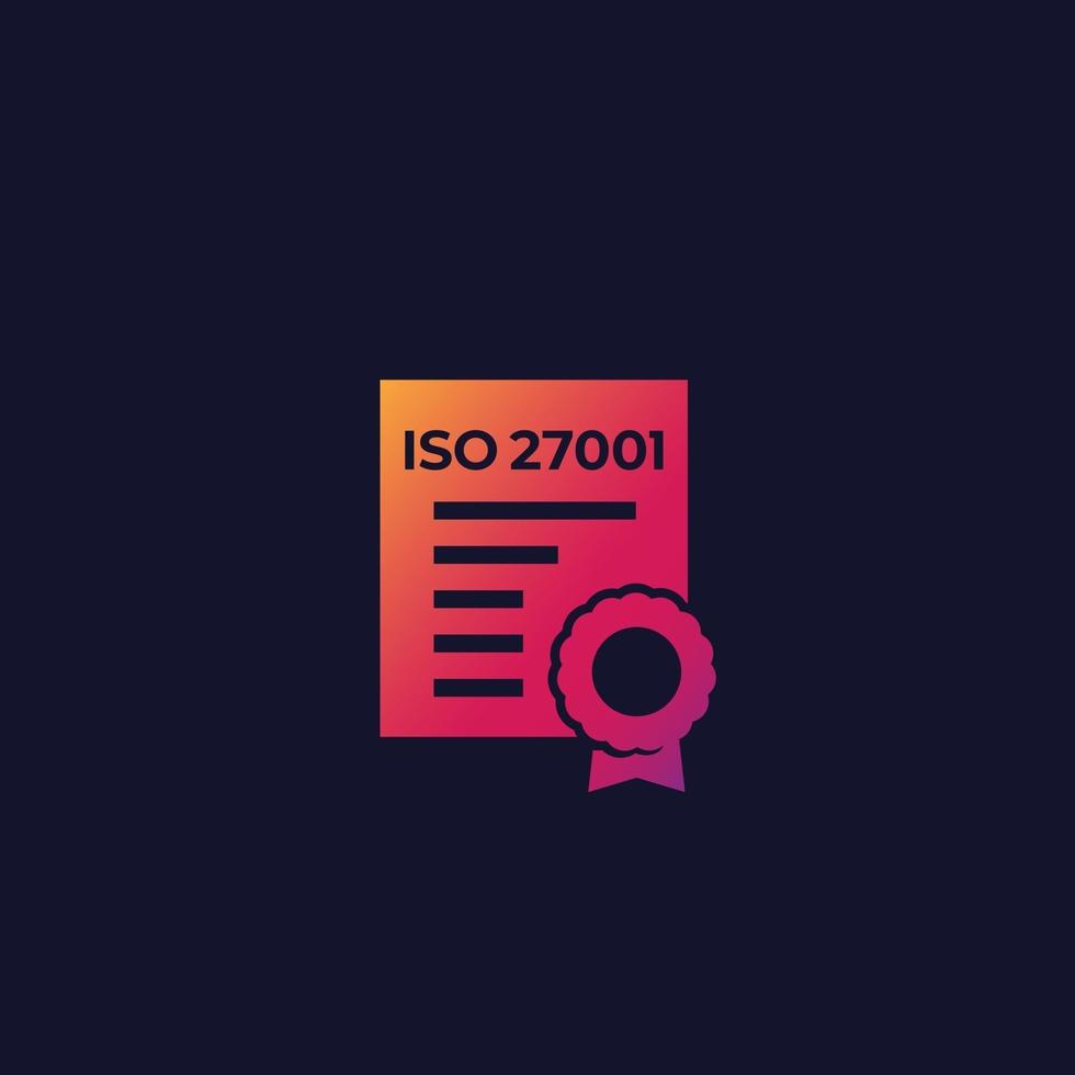 ISO 27001 certificate vector icon