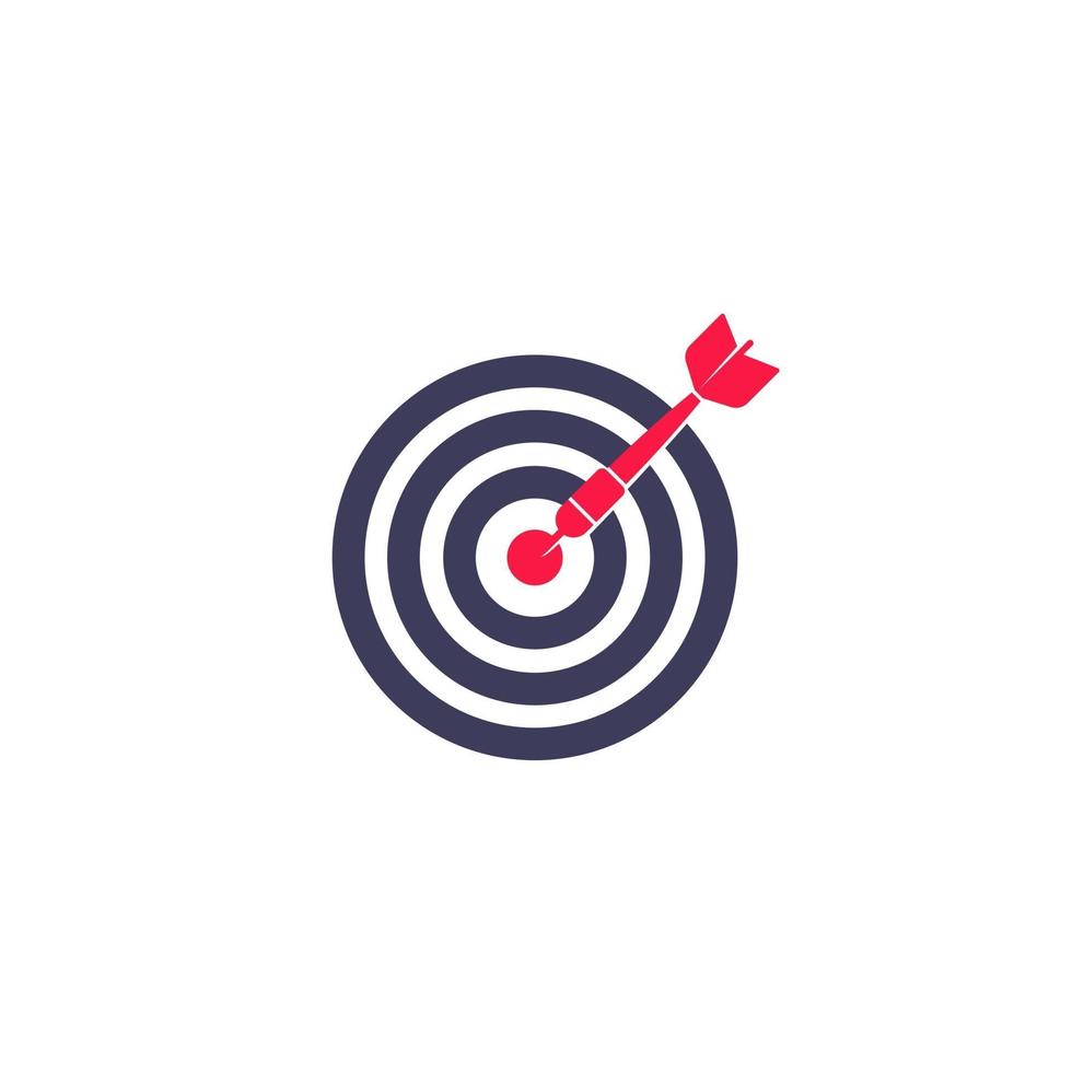 Dart arrow in center of target icon on white vector