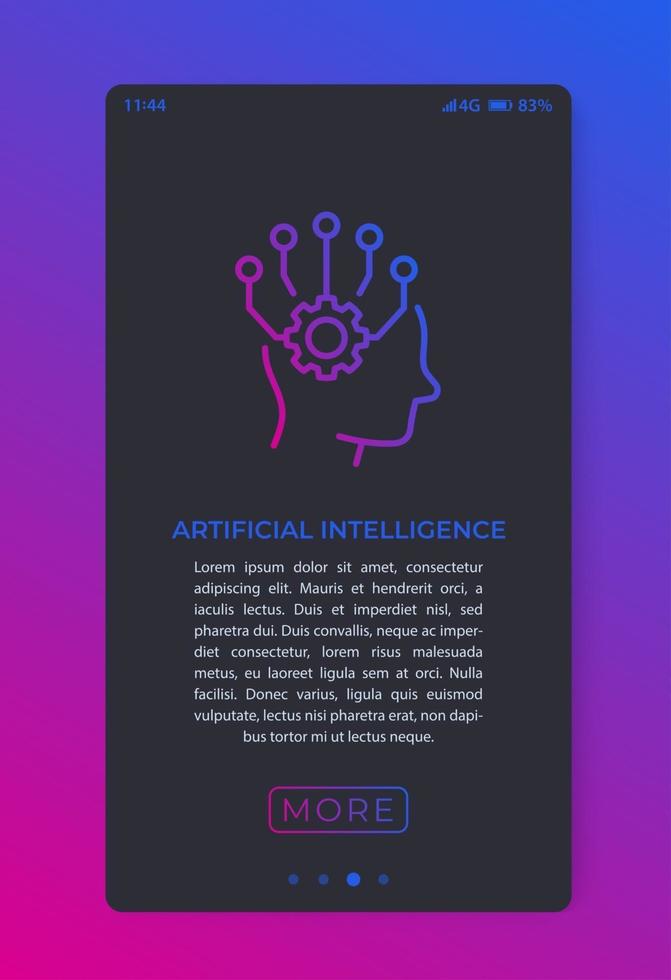 Artificial intelligence AI in mobile app vector template