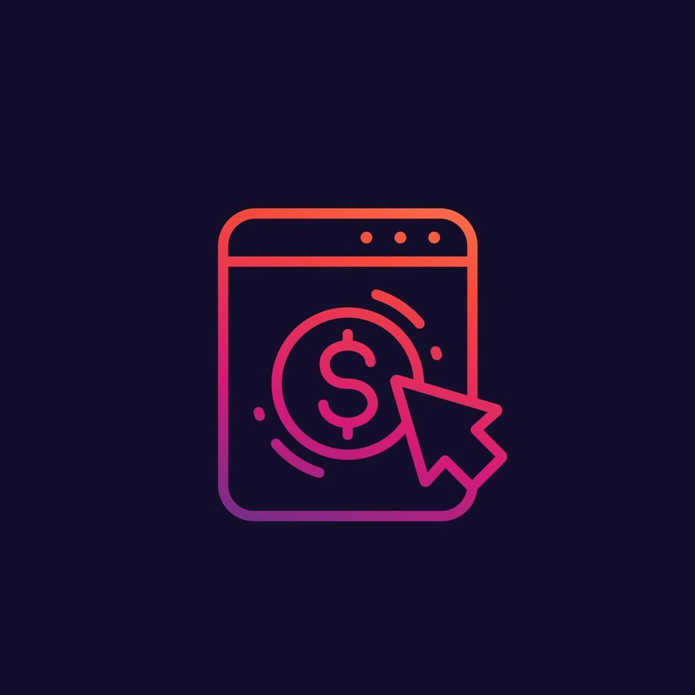 icono de pago por clic vector