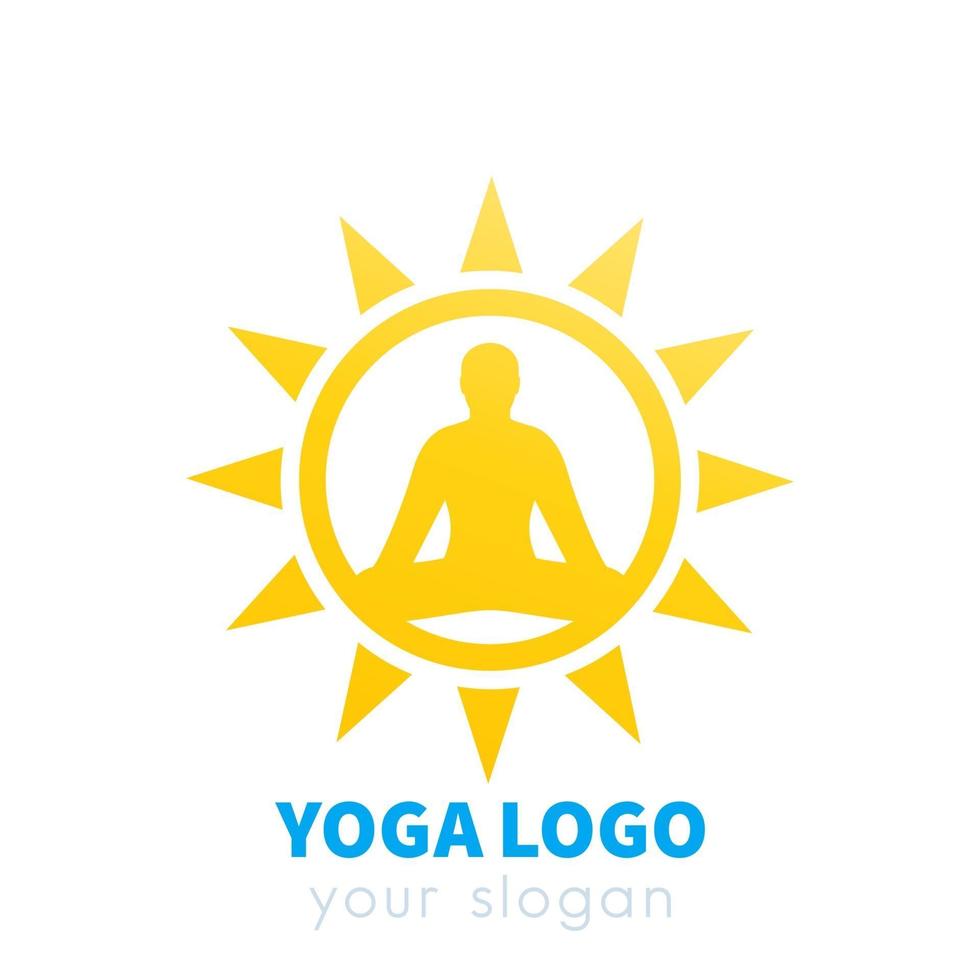 logo de vector de yoga con sol