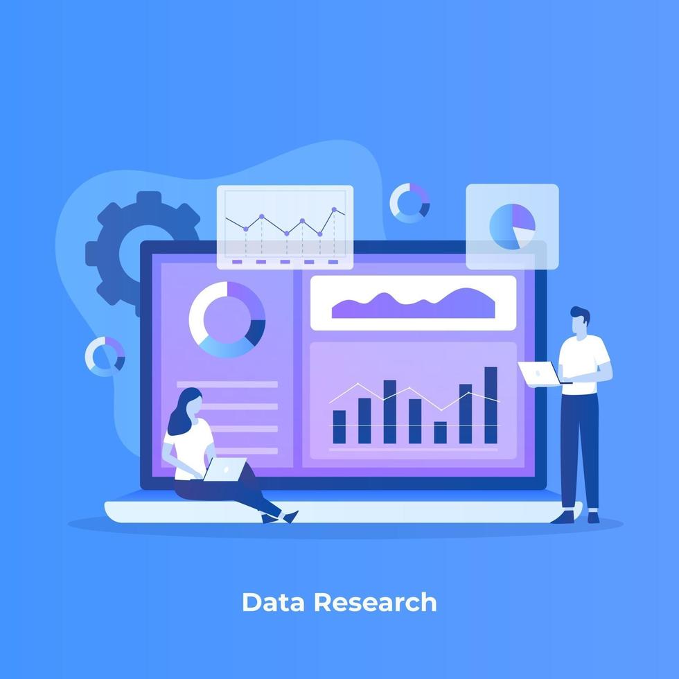 Flat illustration of  data research concept vector