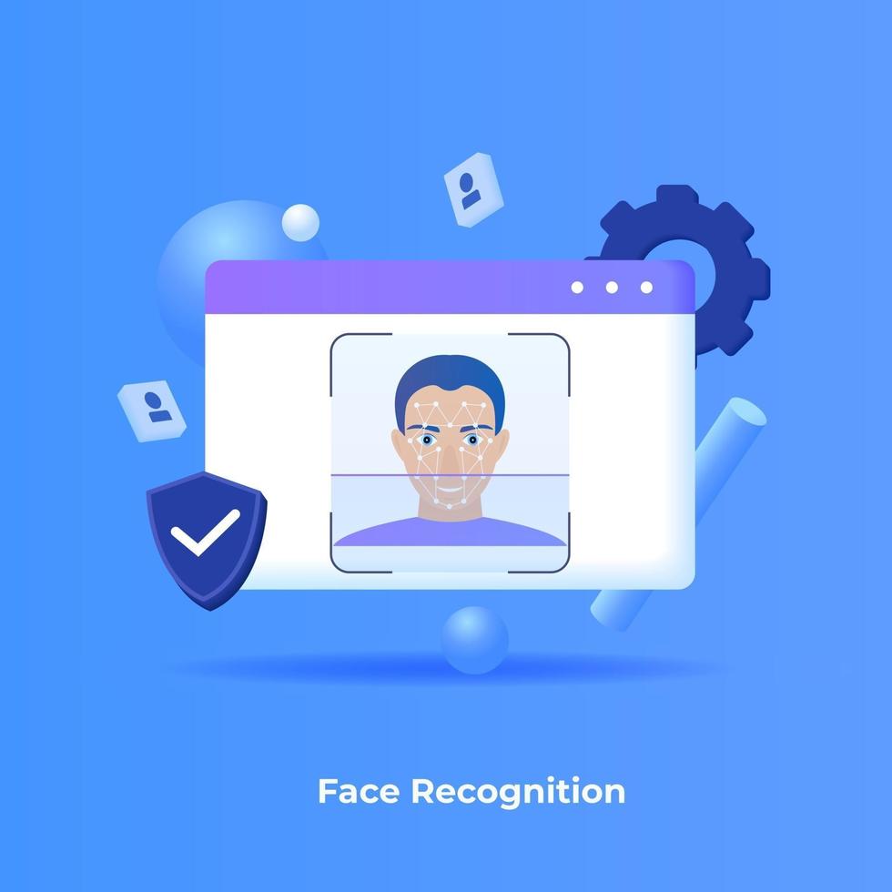 Face recognition illustration concept vector