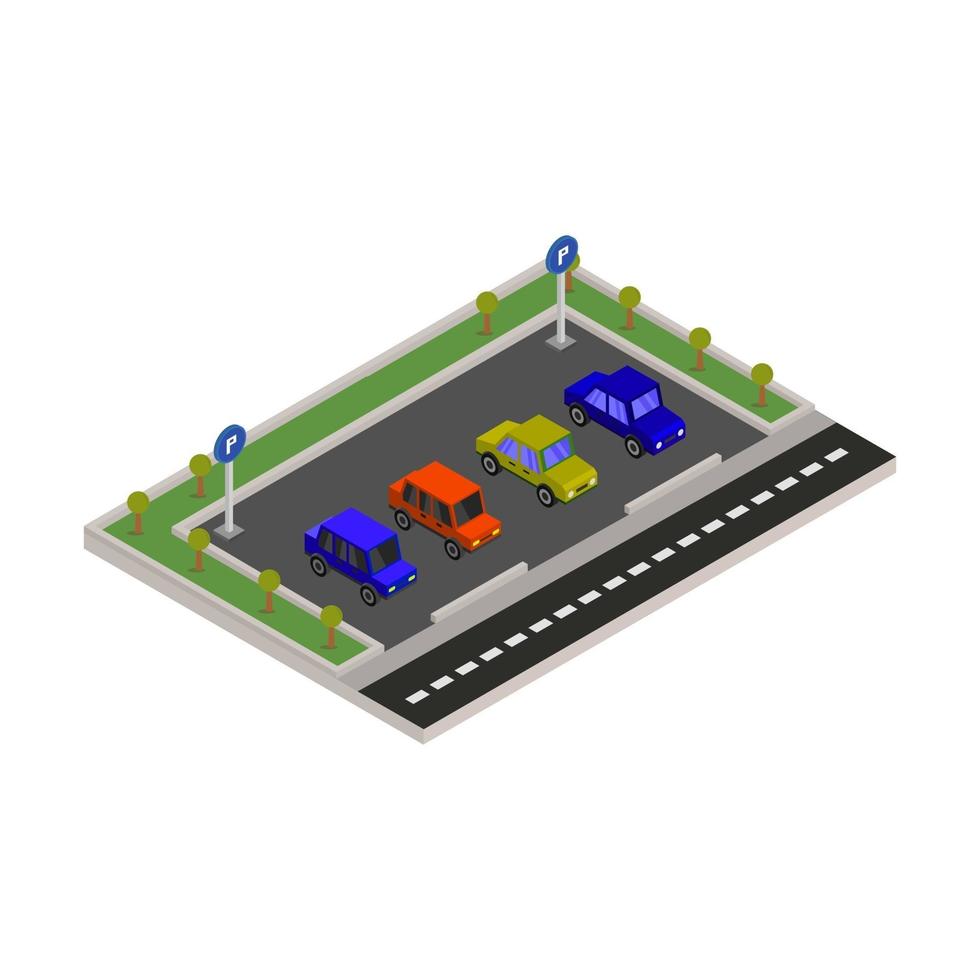 Isometric Parking On White Background vector