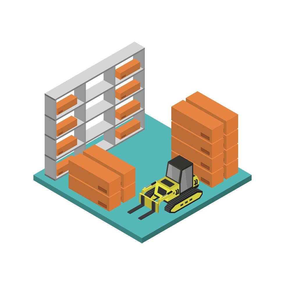 Isometric Warehouse On White Background vector