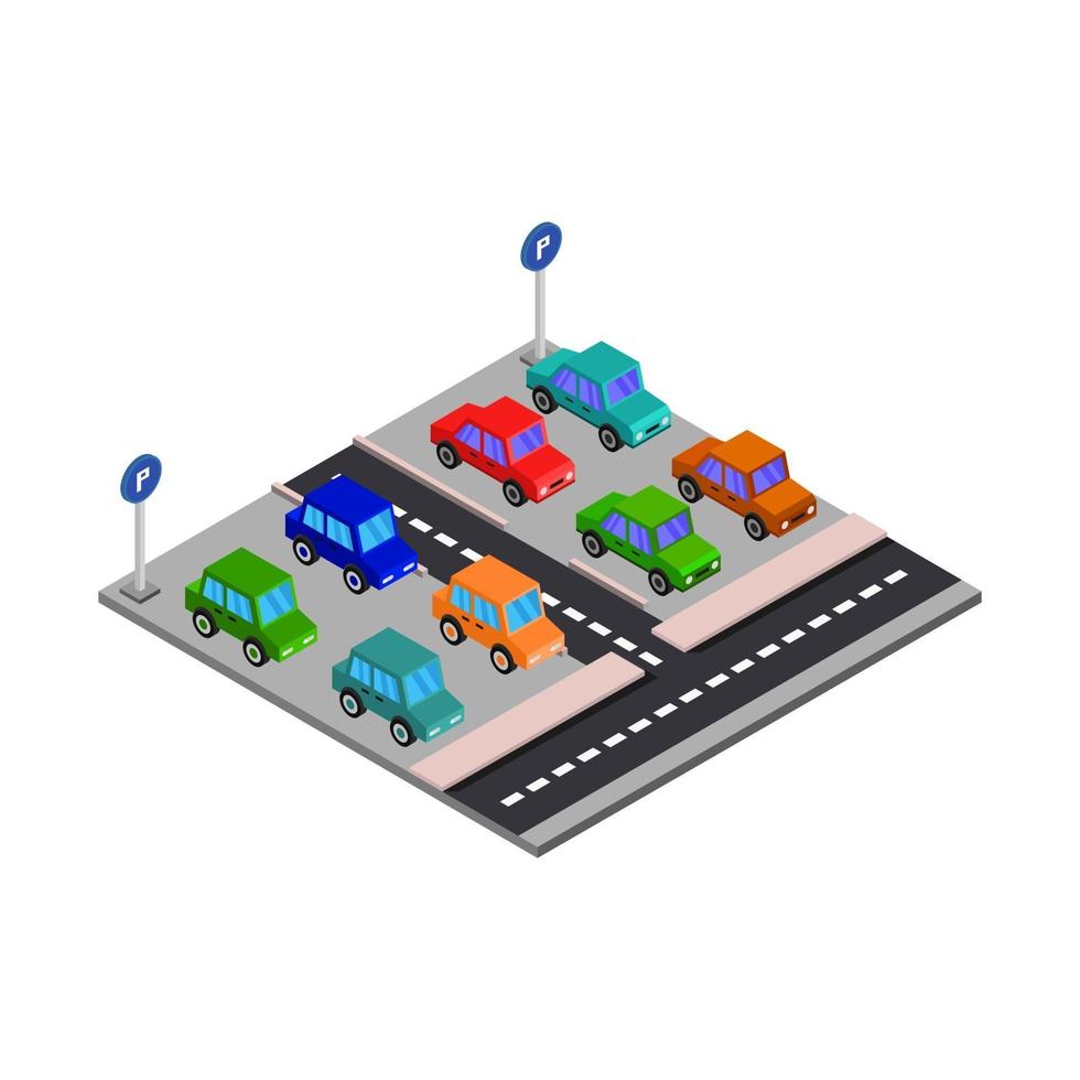 Isometric Parking On White Background vector