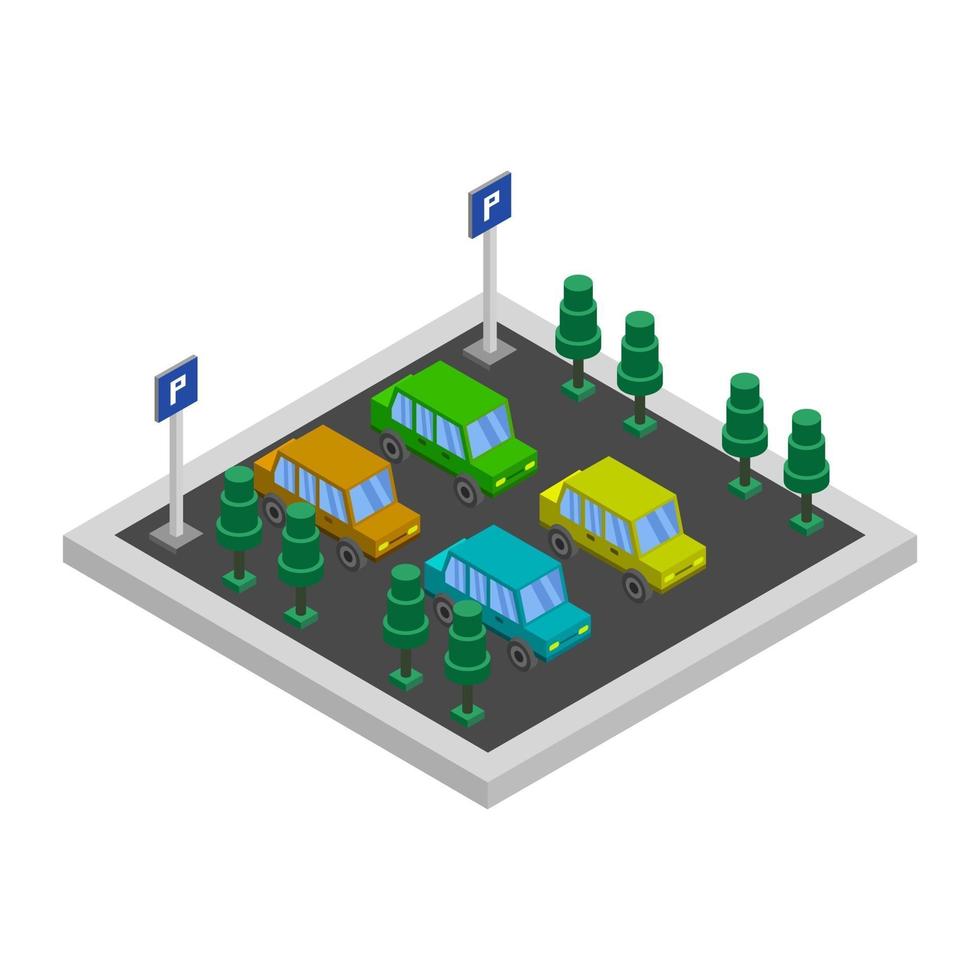 Isometric Parking On White Background vector