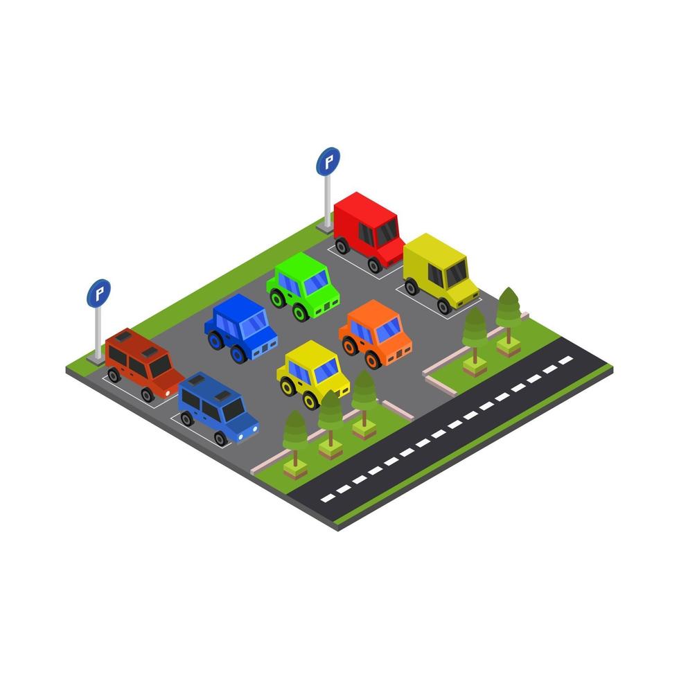 Isometric Parking On White Background vector