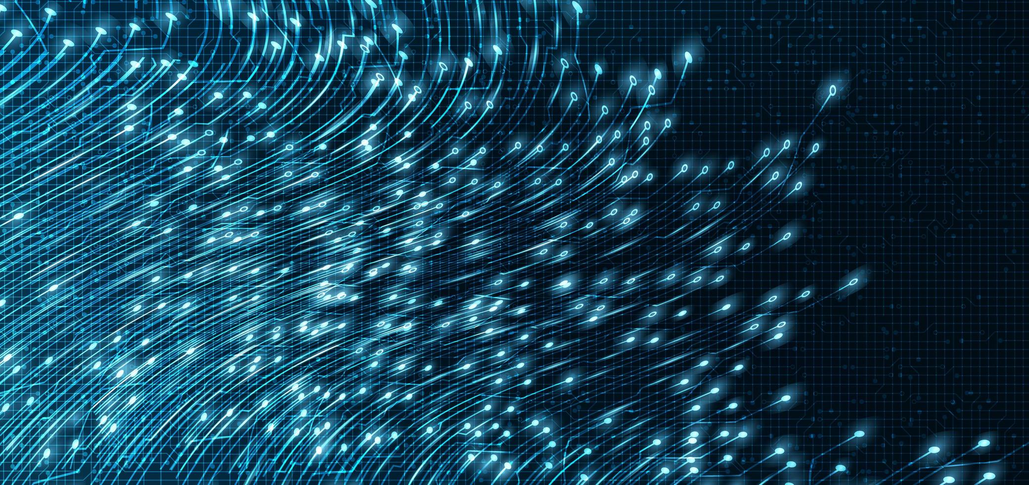 Bright Circuit Microchip on Technology Background vector