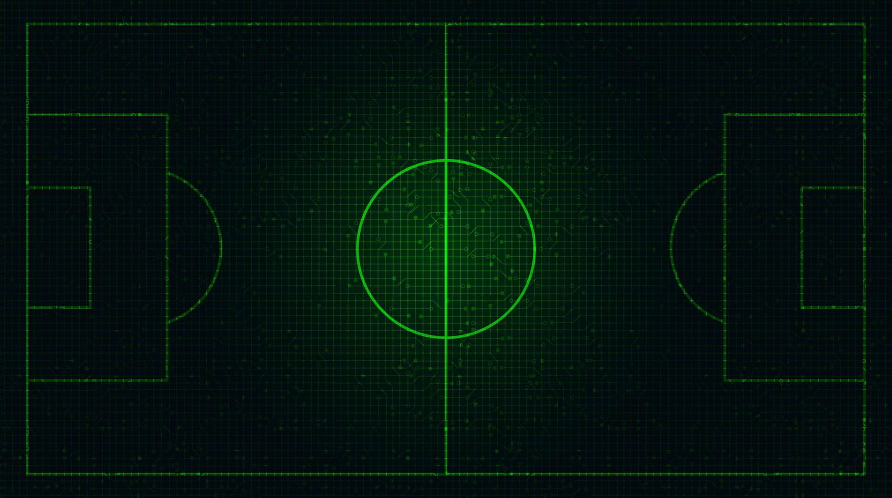 Virtual Green Football field on Digital Technology Background vector