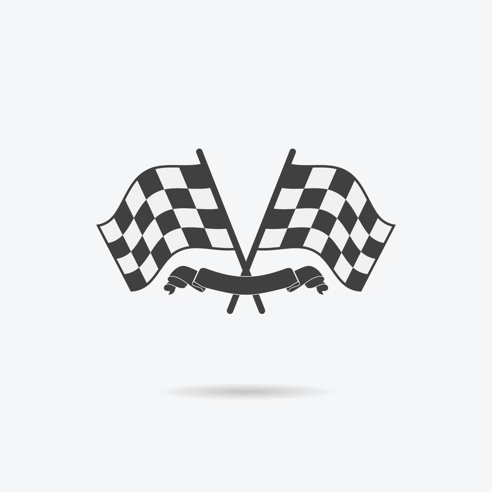Flag icon Checkered or racing flags and finish ribbon Sport auto speed and success competition and winner race rally vector illustration