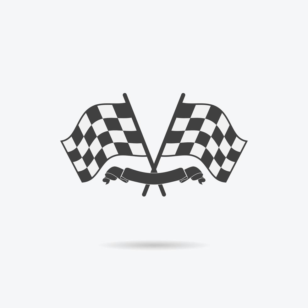 Flag icon Checkered or racing flags and finish ribbon Sport auto speed and success competition and winner race rally vector illustration