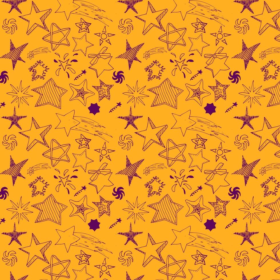 Star sketch Doodles seamless pattern hand drawn vector illustration