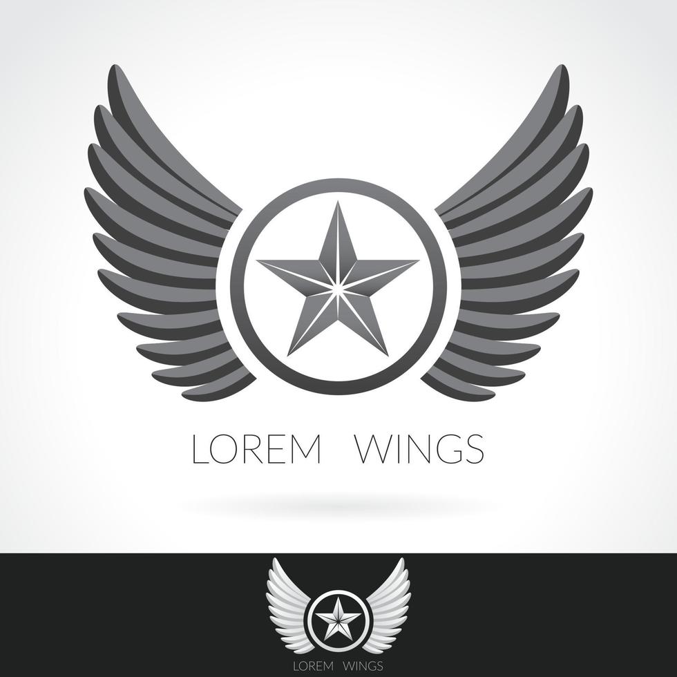 Wing abstract Logo template with star in the middle badge label emblem icon vector