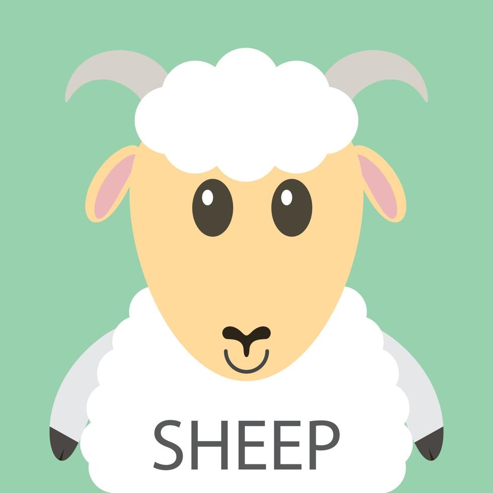 Cute white sheep cartoon flat icon avatar vector