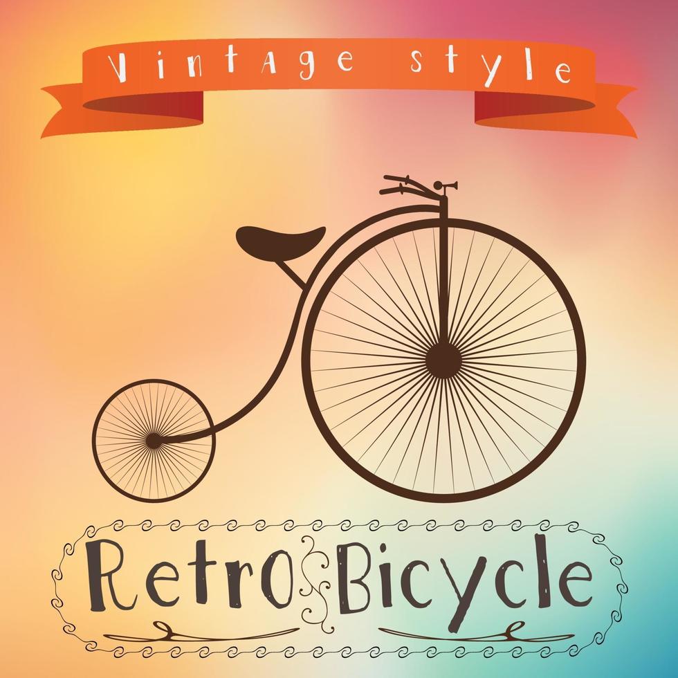 Retro bicycle on colorful background Text in vintage frame vector