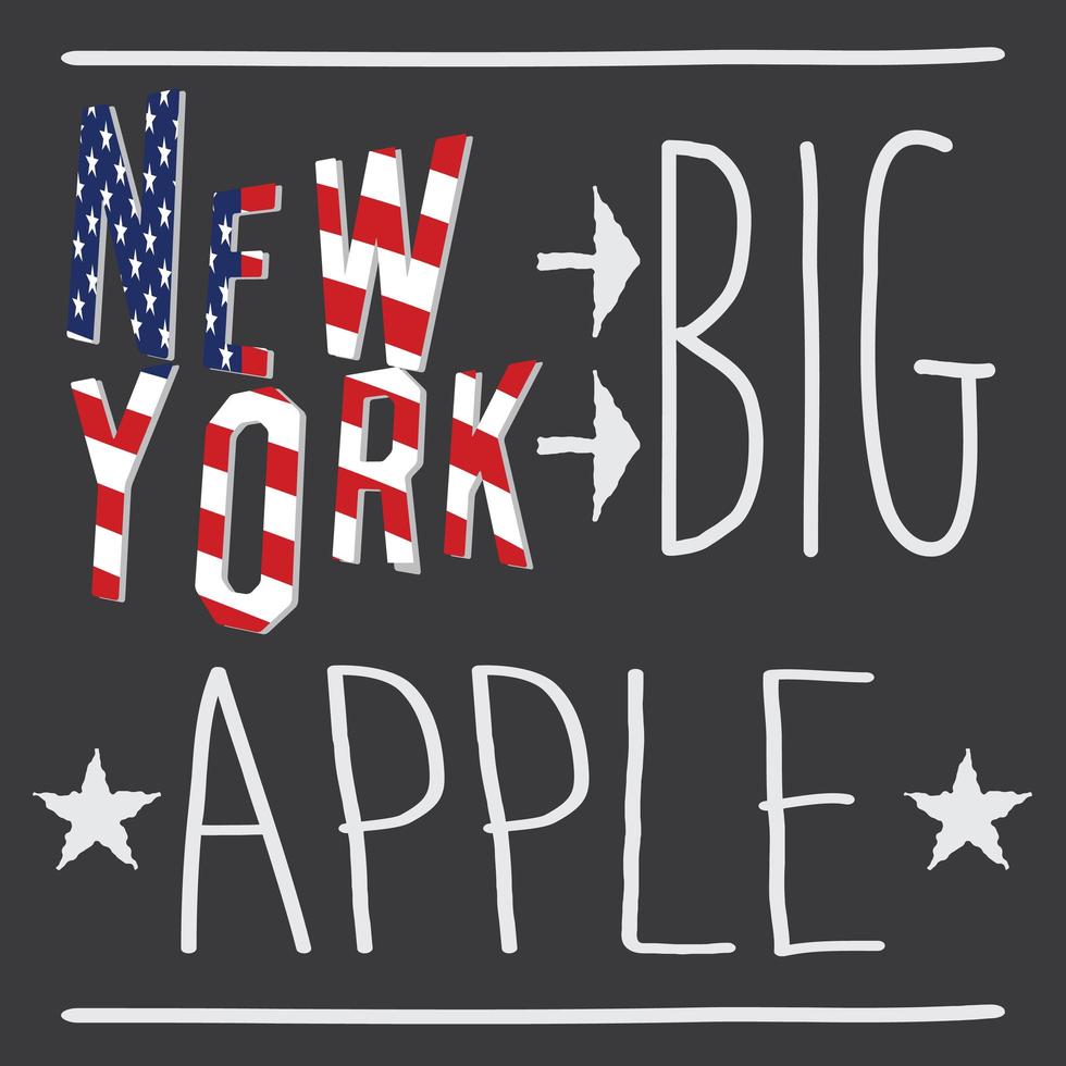 cartel de tipografía de la gran manzana de nueva york diseño de impresión de camiseta insignia de vector etiqueta de aplicación