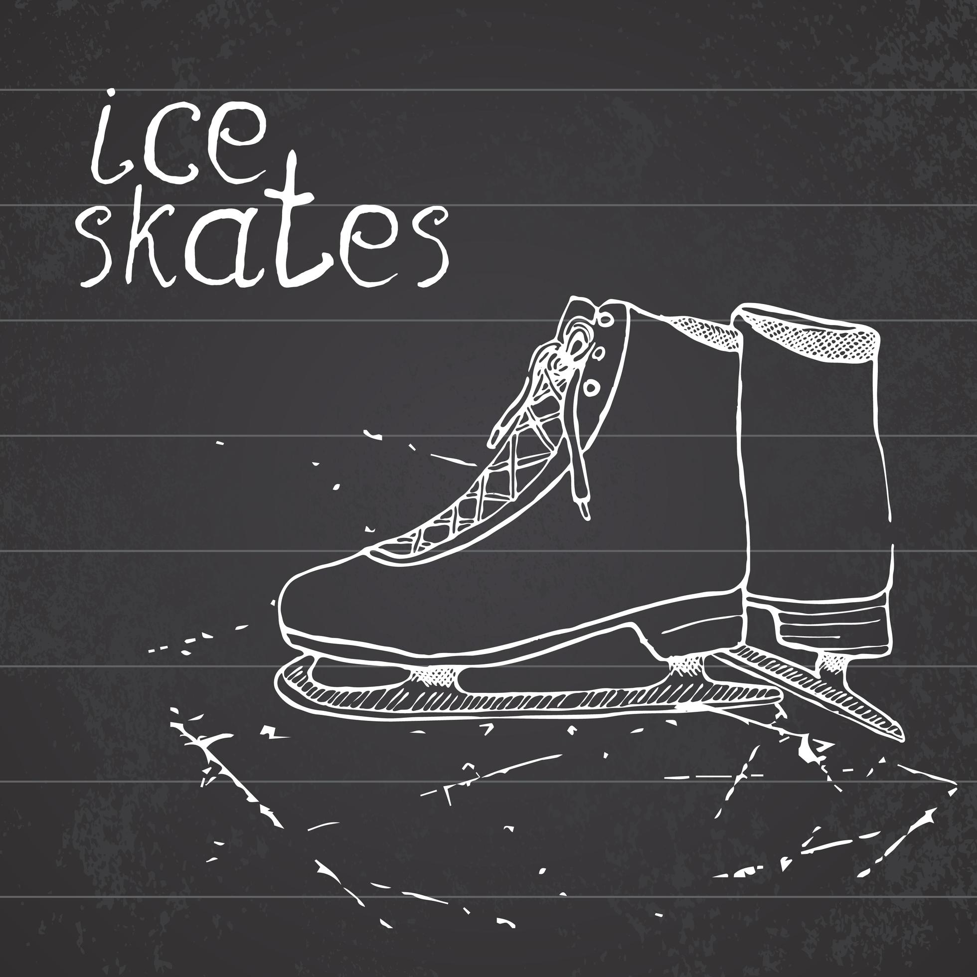 Hand drawn sketch ice skates Drawing Sport doodle element winter sports