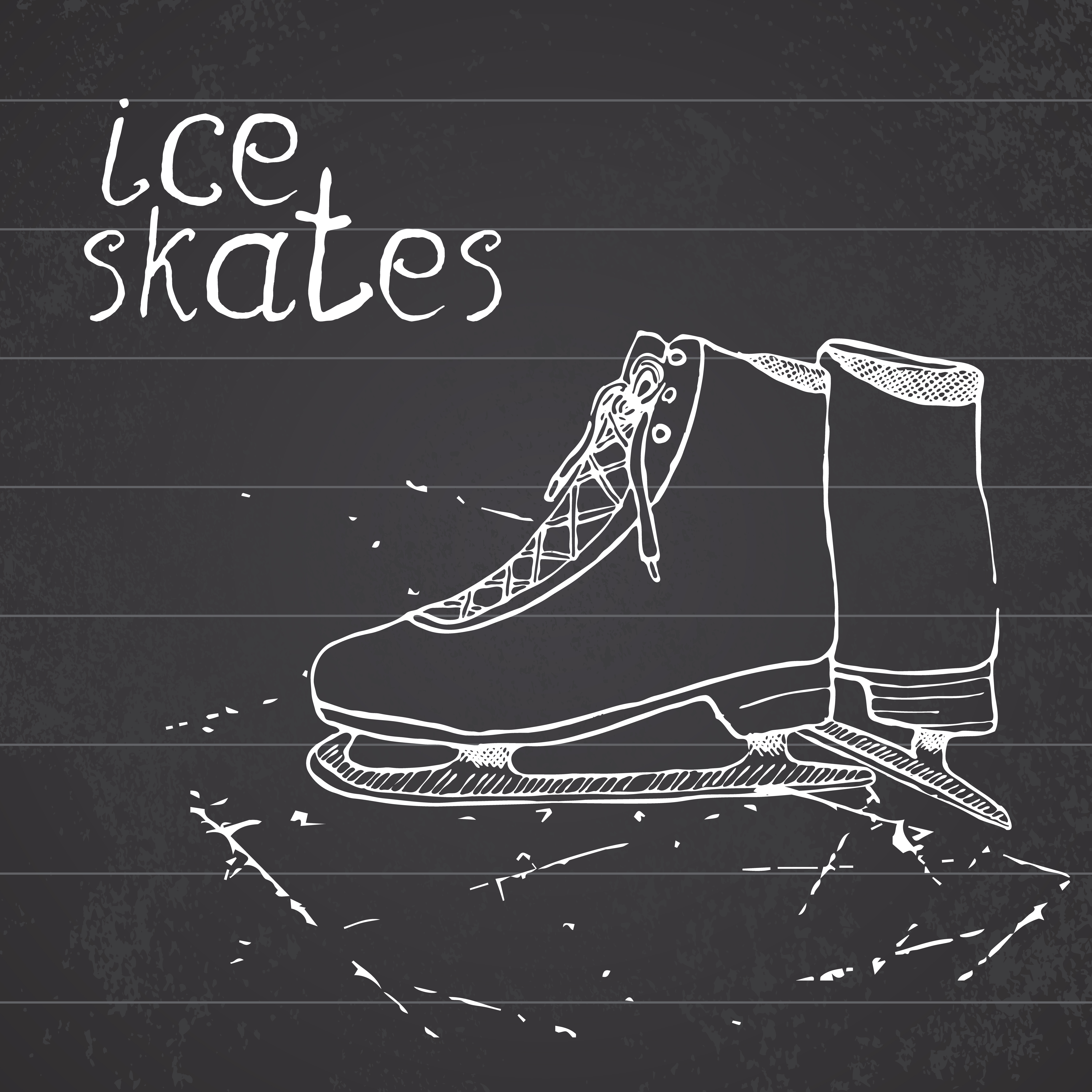Hand Drawn Sketch Ice Skates Drawing Sport Doodle Element Winter Sports Items On Chalkboard Background 2425867 Vector Art At Vecteezy