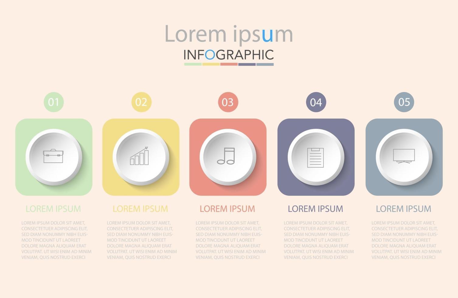 Infographic template in 5 steps Template for diagram graph presentation and chart vector