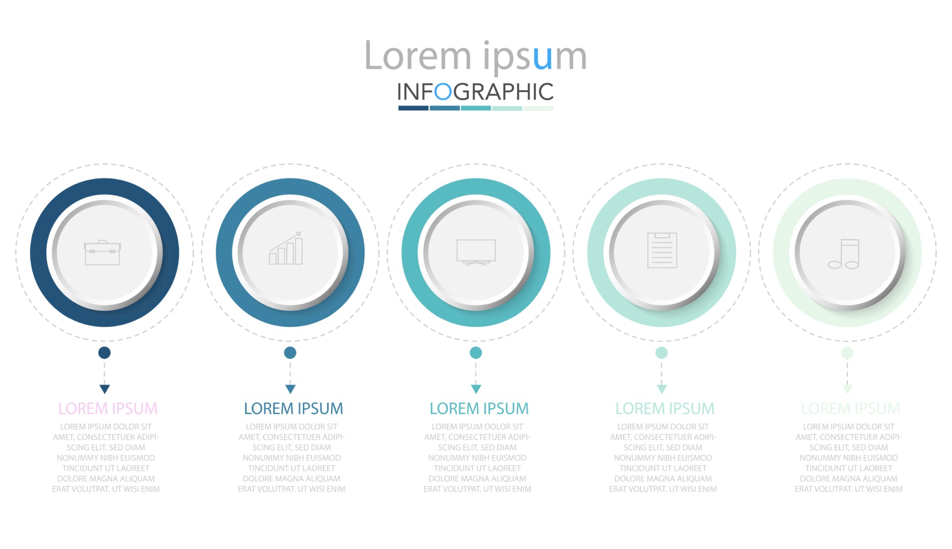 Infographic template in 5 steps Template for diagram graph presentation
