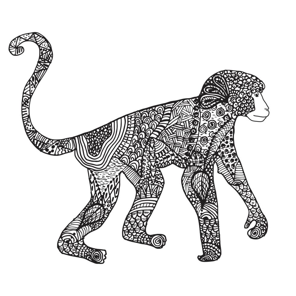 Ornamental hand drawn sketch of monkey vector