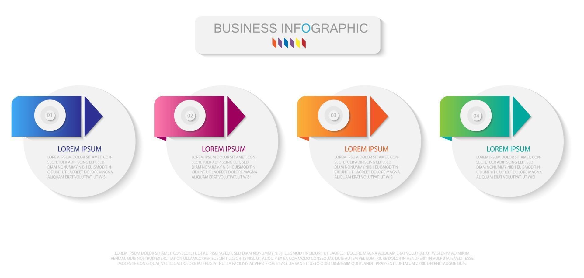 Plantilla de infografía en 4 pasos Plantilla para presentación de gráfico de diagrama y gráfico vector