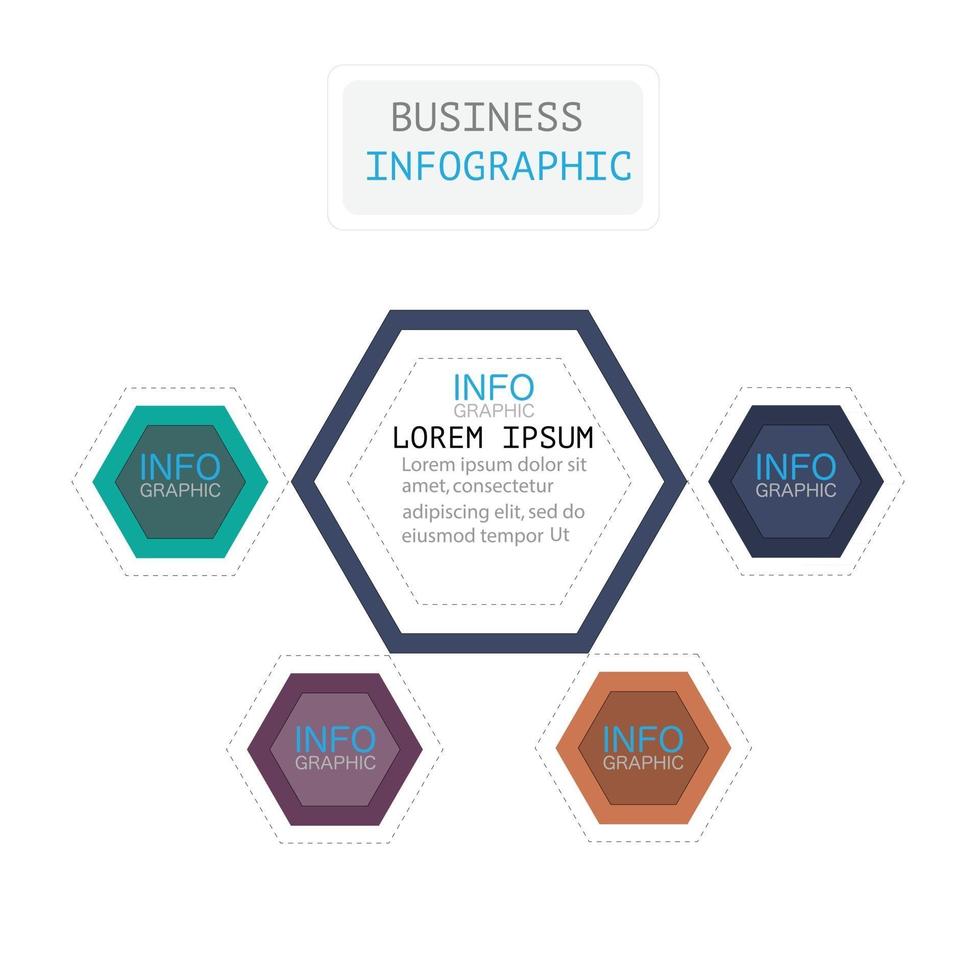 Plantilla de infografía en 4 pasos Plantilla para presentación de gráfico de diagrama y gráfico vector