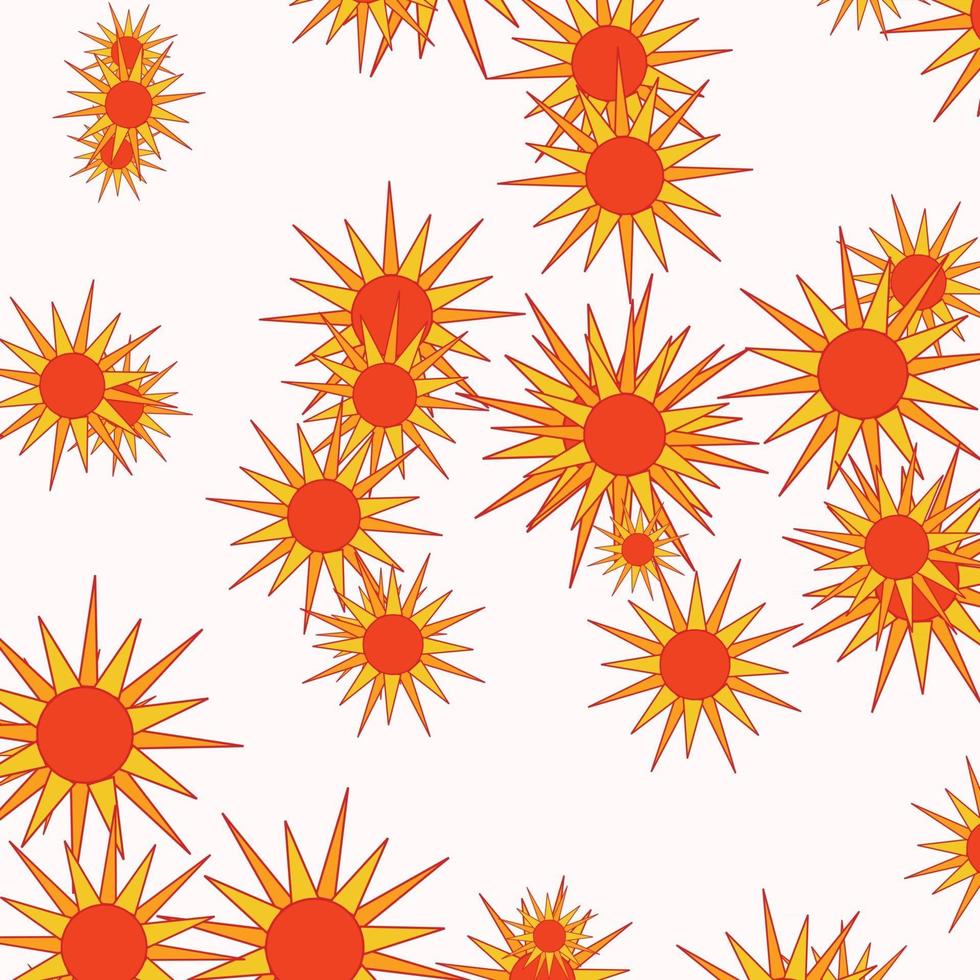 Abstract Sun Seamless Pattern Flat Design vector