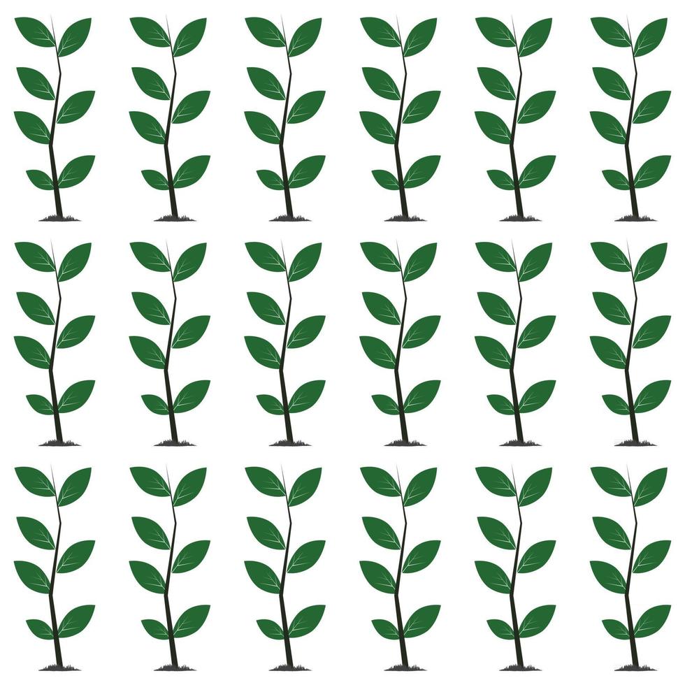 green tree and leaf seamless pattern vector