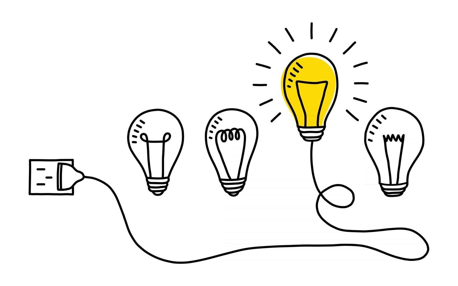Hand drawn light bulbs creative idea vector