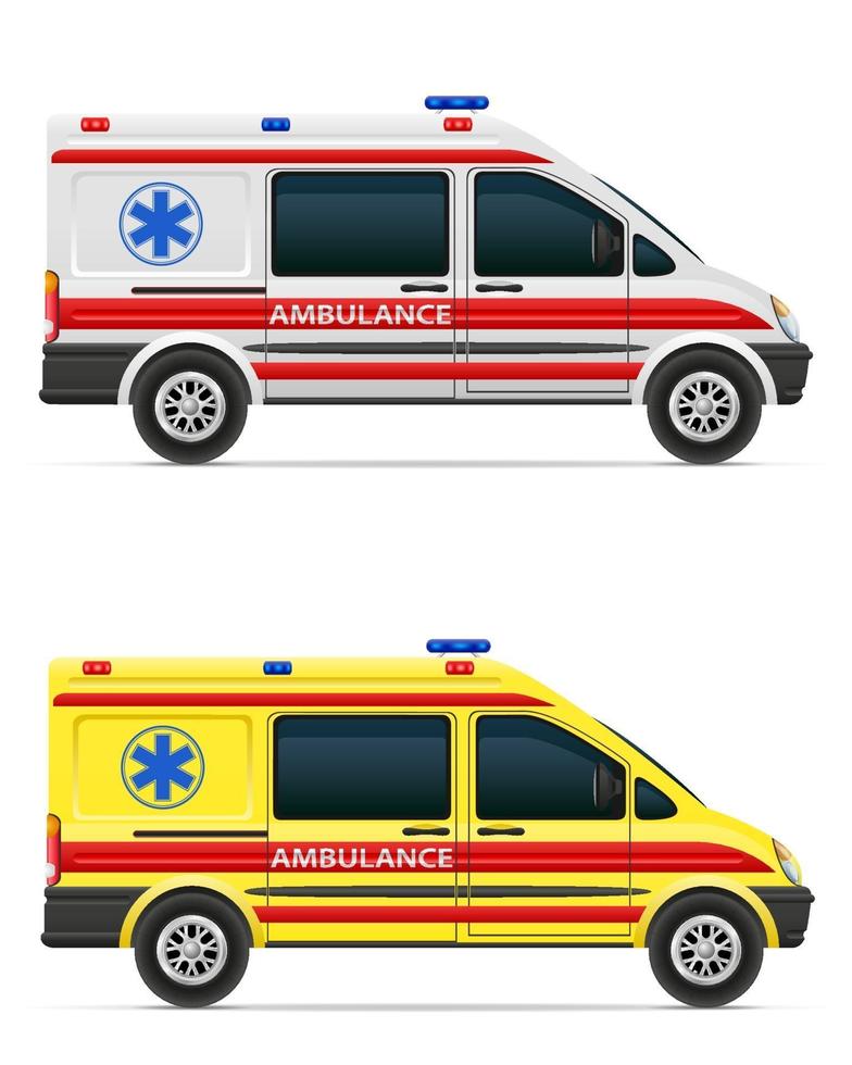 Ilustración de vector de vehículo médico de coche de ambulancia aislado sobre fondo blanco