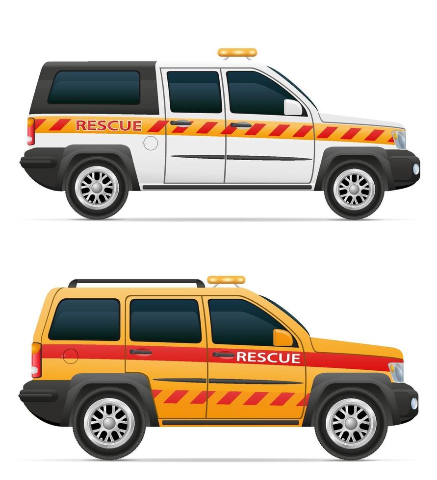 Ilustración de vector de vehículo de coche de salvavidas de rescate aislado sobre fondo blanco