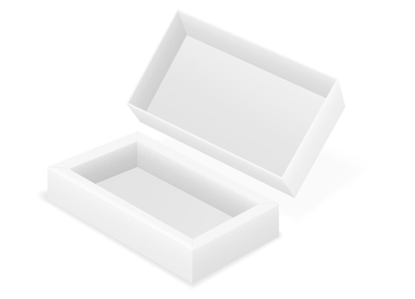 Plantilla en blanco de embalaje de caja de cartón vacía para ilustración de vector de stock de diseño aislado sobre fondo blanco