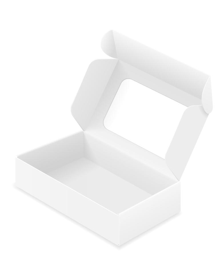 Plantilla en blanco de embalaje de caja de cartón vacía para ilustración de vector de stock de diseño aislado sobre fondo blanco