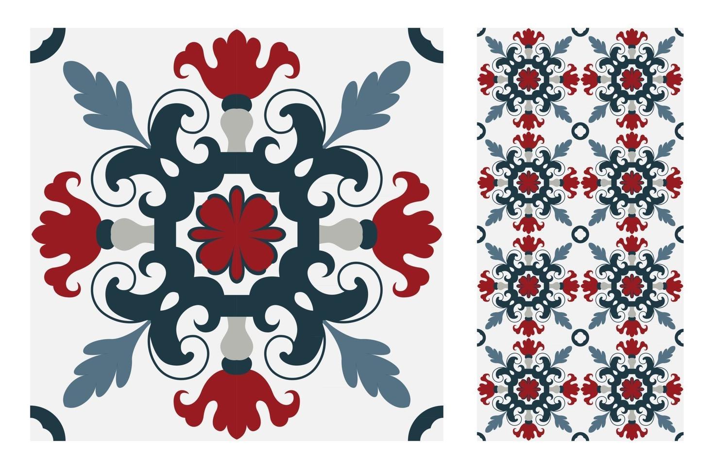 vintage tiles patterns antique seamless vector