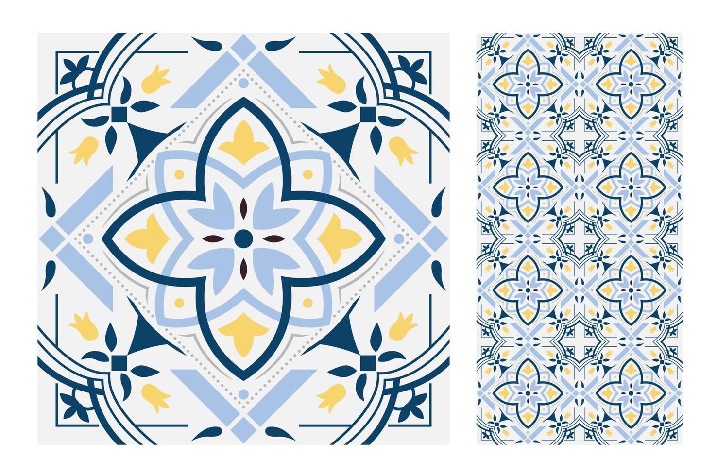 vintage tiles patterns antique seamless vector